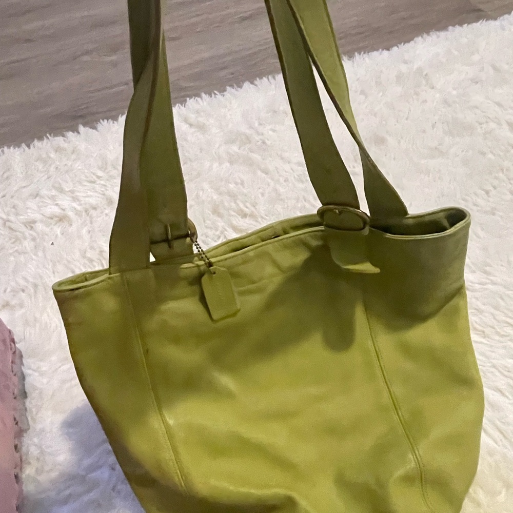 Vintage Coach Green Tote Bag with Double Straps